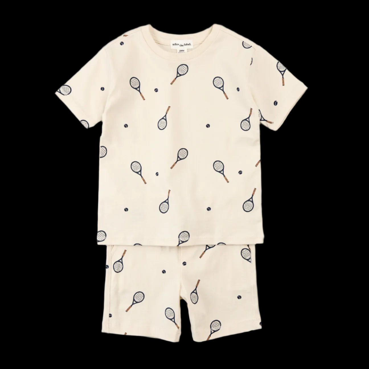 Miles Racquet Print on Birch Shorts Set