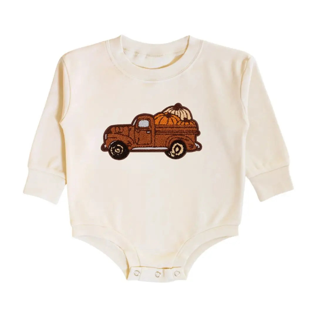 Sweet Wink Fall Truck Patch LS Romper