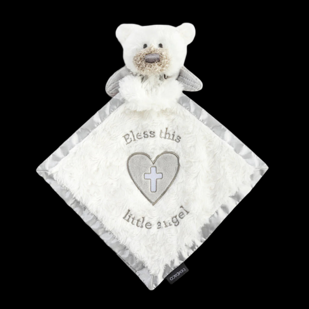 Demdaco Guardian Angel Bear Blankie Grey