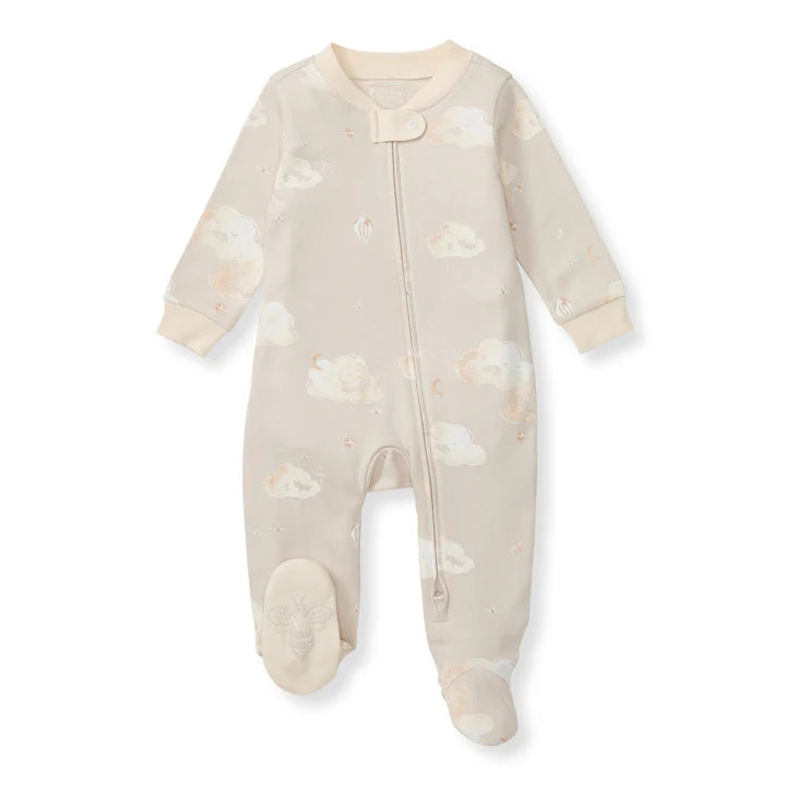 Burt's Bees Sleep &amp; Play One Piece + Asst Prints - Good Night Sky - Limestone