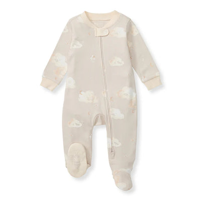 Burt's Bees Sleep &amp; Play One Piece + Asst Prints - Good Night Sky - Limestone