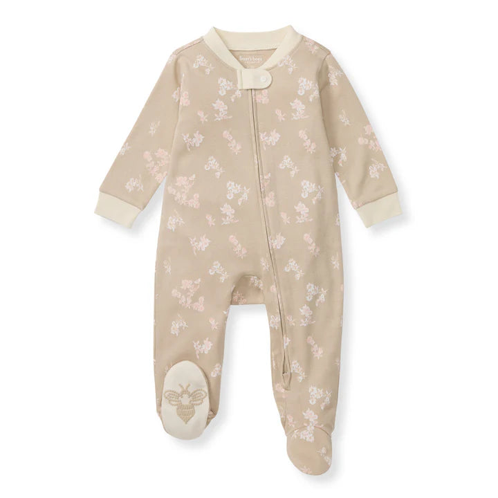 Burt's Bees Sleep &amp; Play One Piece + Asst Prints - Whimsical Floral - Hummus