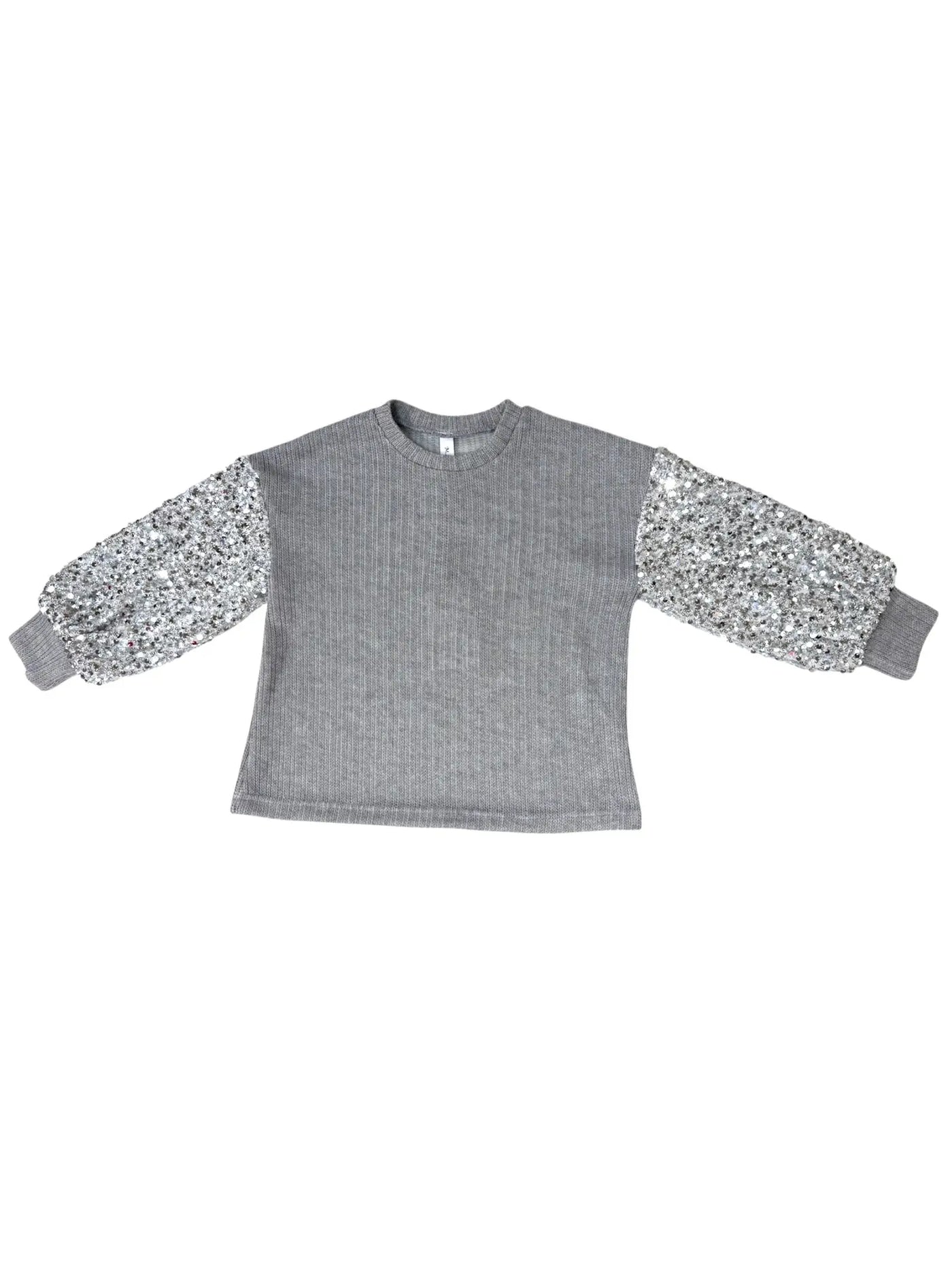 ML Kids Sequin Sleeve Sweater - Silver
