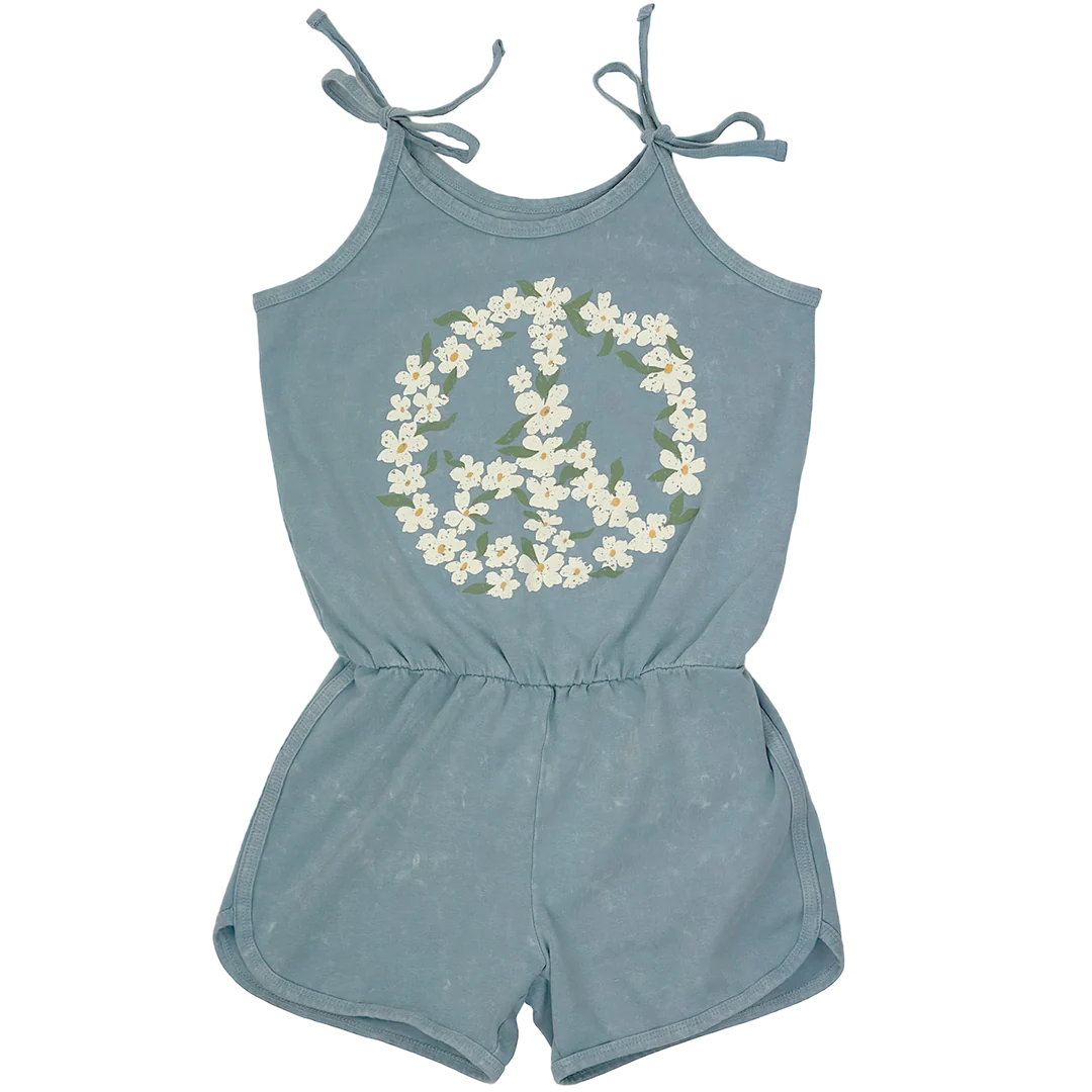 Tiny Whales Peace Flowers Romper