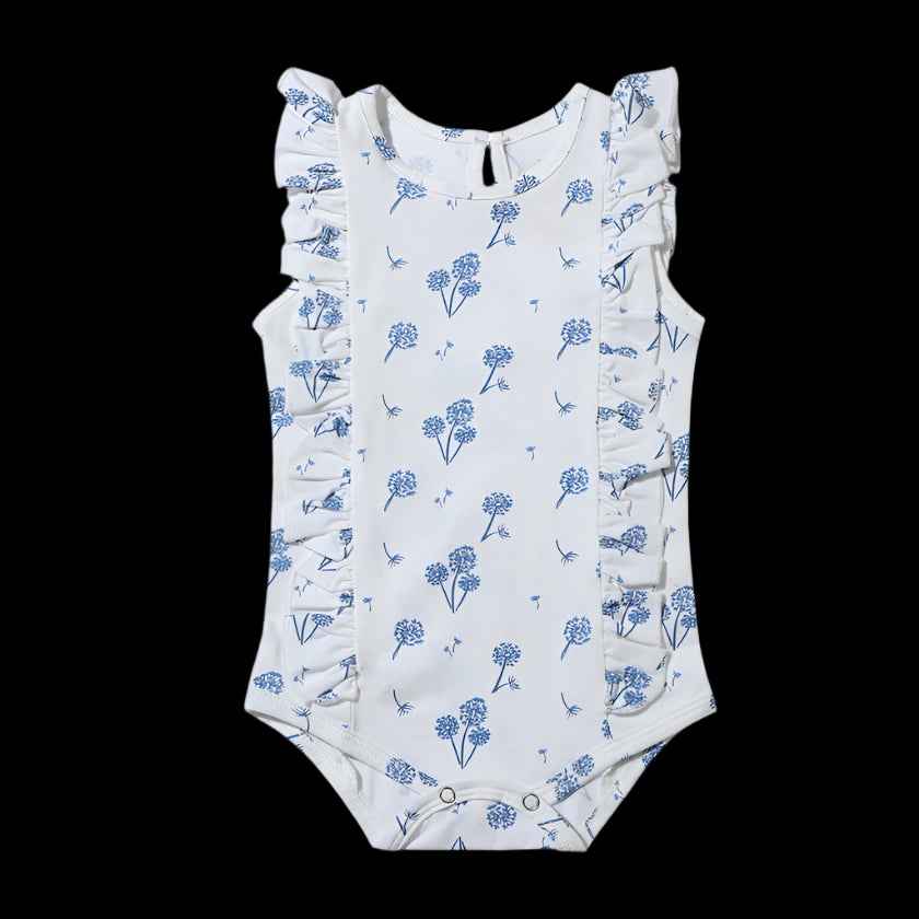 Vignette "Lark" Onesie Blue Dandelion