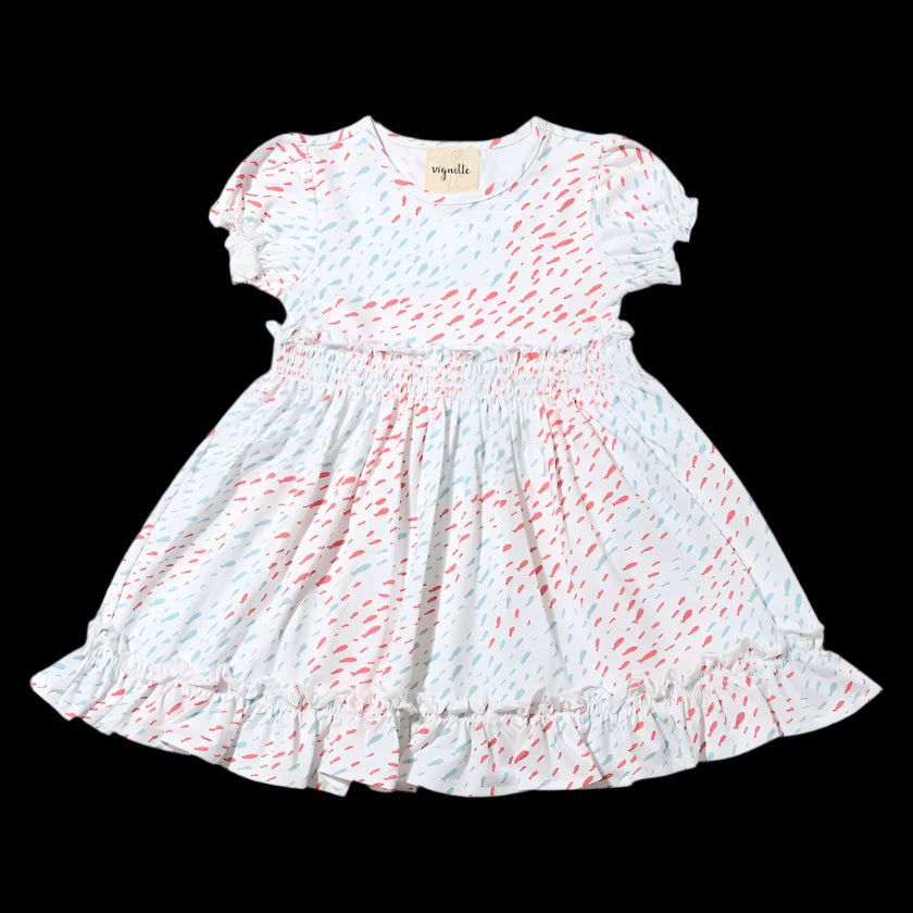 Vignette "Keely" Dress Coral Aqua Fish Print