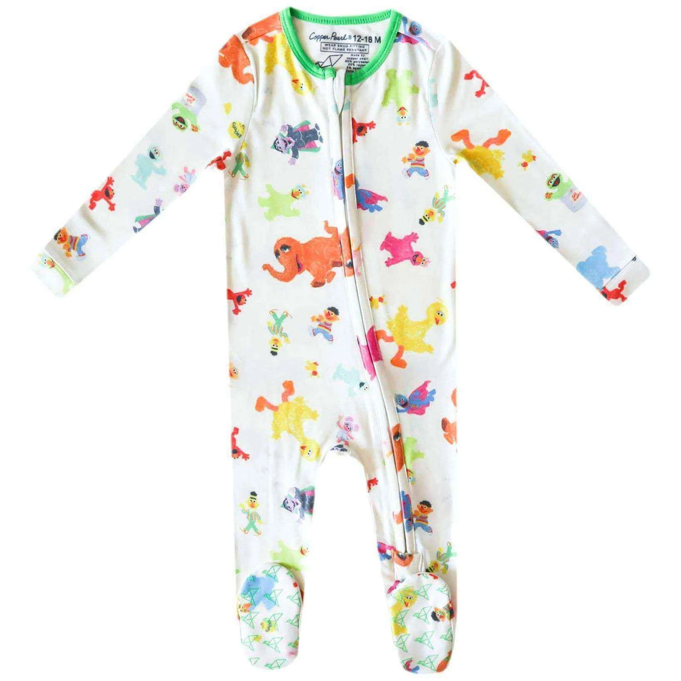 Copper Pearl Zip Up Footie Pajama Sesame Friends