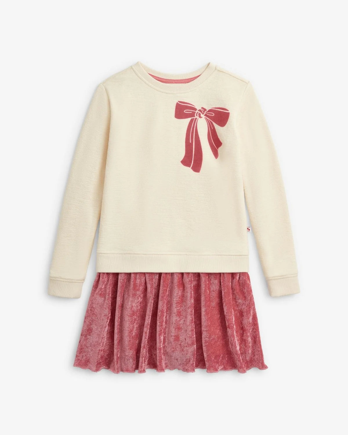 Appaman Cream Bow Sweatshirt Dress