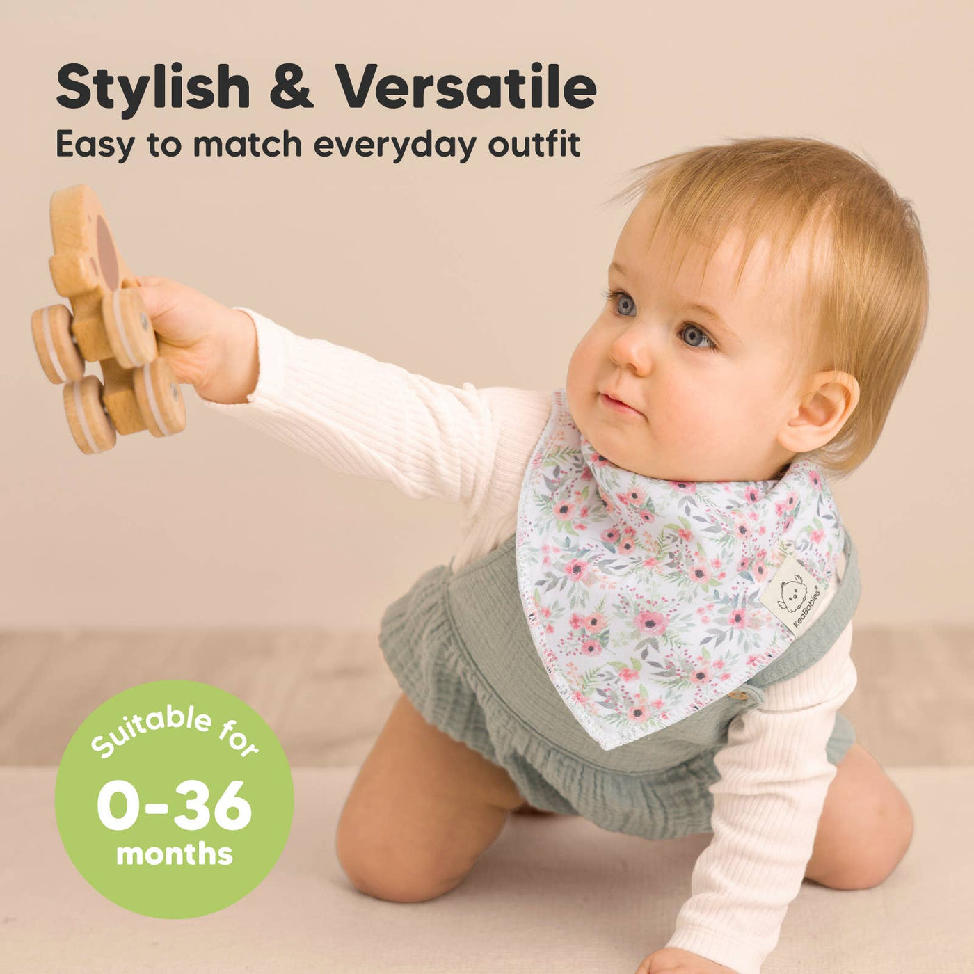 KeaBabies 8-pack Baby Bandana Bibs, Flourish