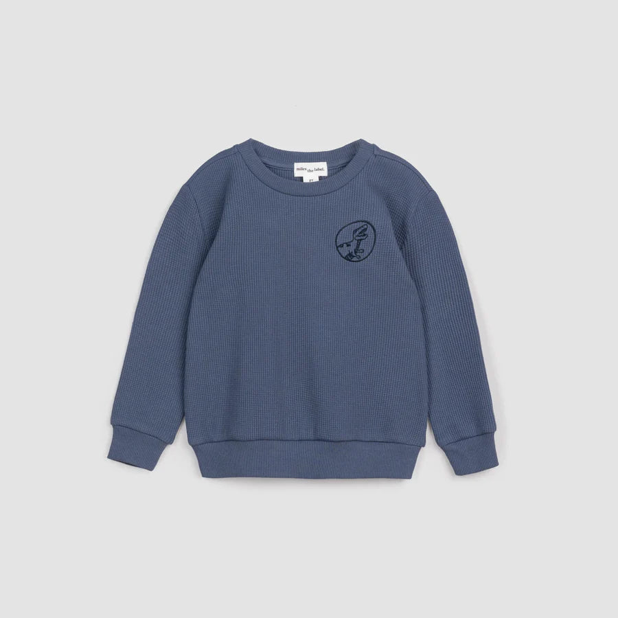 Miles the Label Blue Waffle Knit Sweatshirt